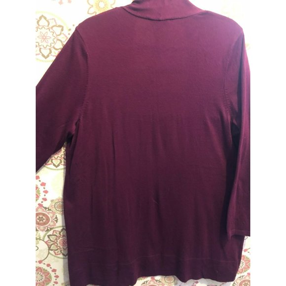 Susan Graver Liquid Knit Open Front Long Sleeve Cardigan Sz 1X Duster Cranberry - Picture 3 of 4